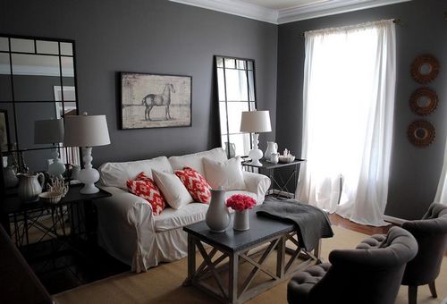 Гостиная в серых тонах: дизайн и фото, яркие акценты и светлые цвета, оттенки для стен зала, сочетание мебели