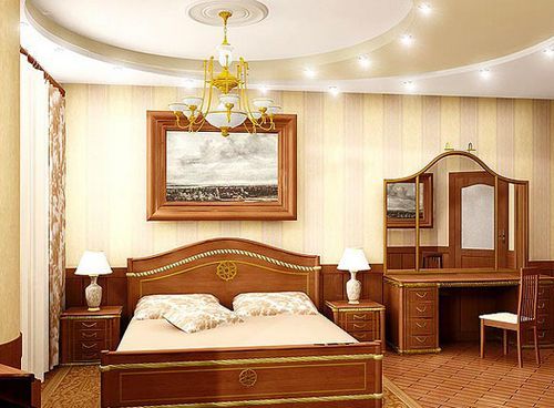 Как подобрать оформление потолка в спальне, какой цвет лучше: коричневый или синий, преимущества комбинированных конструкций, детали на фото и видео