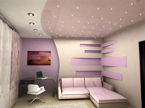 Оформление потолков из гипсокартона - разнообразный интерьер, особенности декоративных конструкций в ванной, на балконе, в квартире, фотопримеры и видео