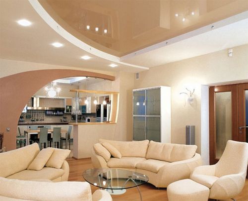 Оформление потолков из гипсокартона - разнообразный интерьер, особенности декоративных конструкций в ванной, на балконе, в квартире, фотопримеры и видео