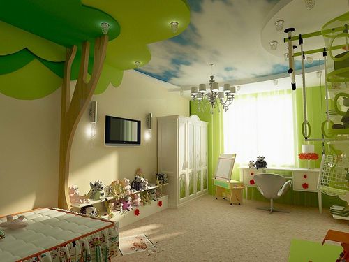 Потолок в детской комнате: фото, интерьер, какой лучше сделать, ремонт, с высокими, фотопечать, варианты, дизайн