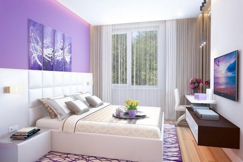 Спальня сиреневая: фото тонов, цвета в дизайне, интерьер в белом и бежевом