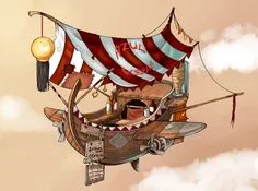 Catell-Ruz Arte Steampunk, Steampunk Airship, Dieselpunk, Fantasy World, Illustrations, Illustration Art, Arte Robot, Game Props