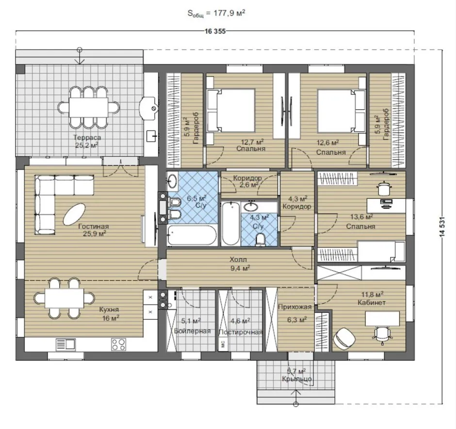 Планировки одноэтажных домов до 110 кв.м
