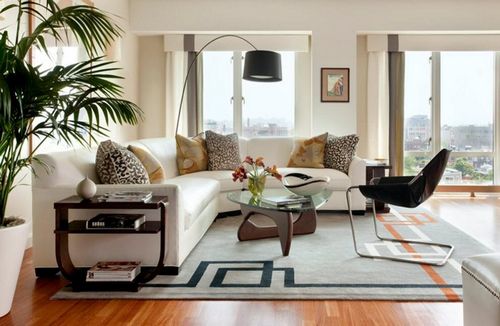Диван угловой в гостиную: большой зал, фото интерьеров, размеры полукруглого элитного дивана, уголок в квартире