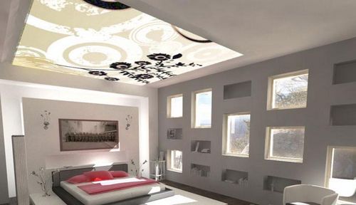 Дизайн потолка в спальне: натяжные конструкции, примеры показаны на фото и видео