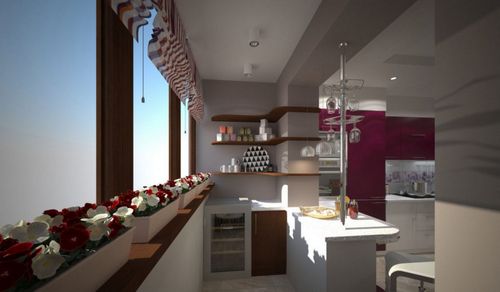 Фото дизайнов кухонь, совмещенных с лоджией
