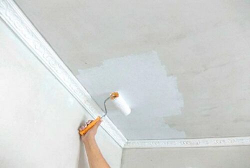Как красить потолок чтобы краска не капала?
