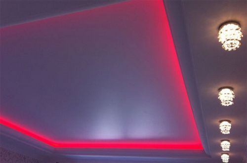 Как сделать потолок с подсветкой, как обустроить подключение, подробное фото +видео