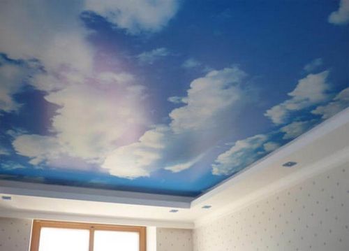 Натяжной потолок облака, фото и видео примеры