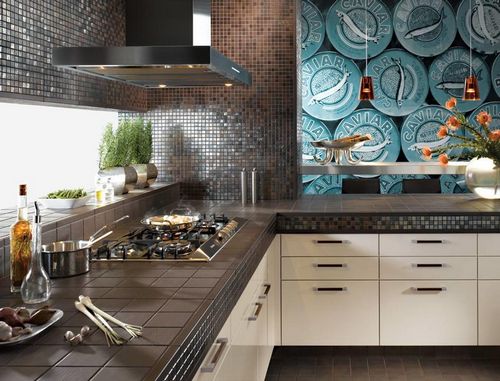 Плитка для фартука на кухню: фото плитки кабанчик, какую выбрать, мелкая красивая керамическая плитка, декор