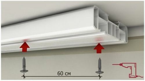 Виды крепления потолочного карниза для штор