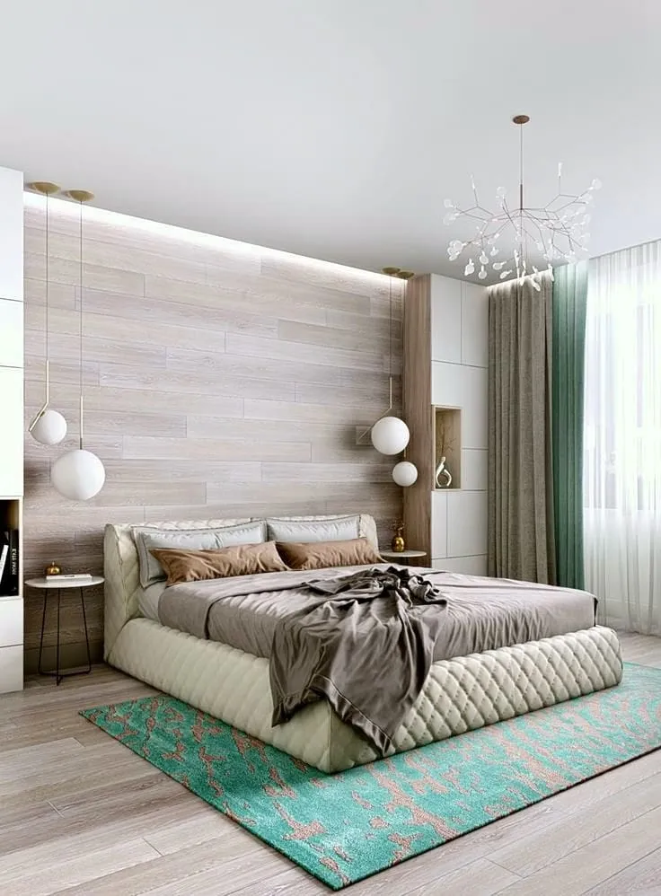 Ламинат на стене поможет сделать интерьер спальни более стильным и уютным