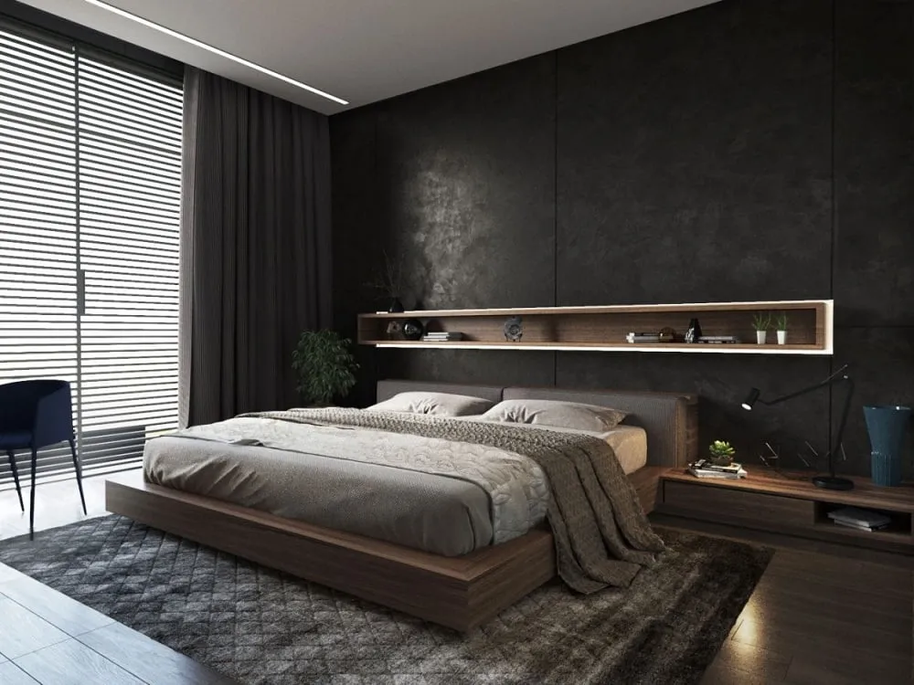 Интерьер спальни с истинным мужским характером отличается особым дизайном