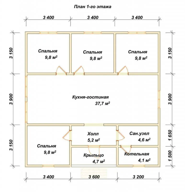 Схема одноэтажного дома 6 на 12