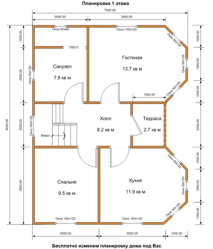 План дома с двумя эркерами одноэтажный