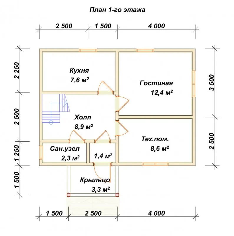 Схема каркасного дома 6х8 с мансардой