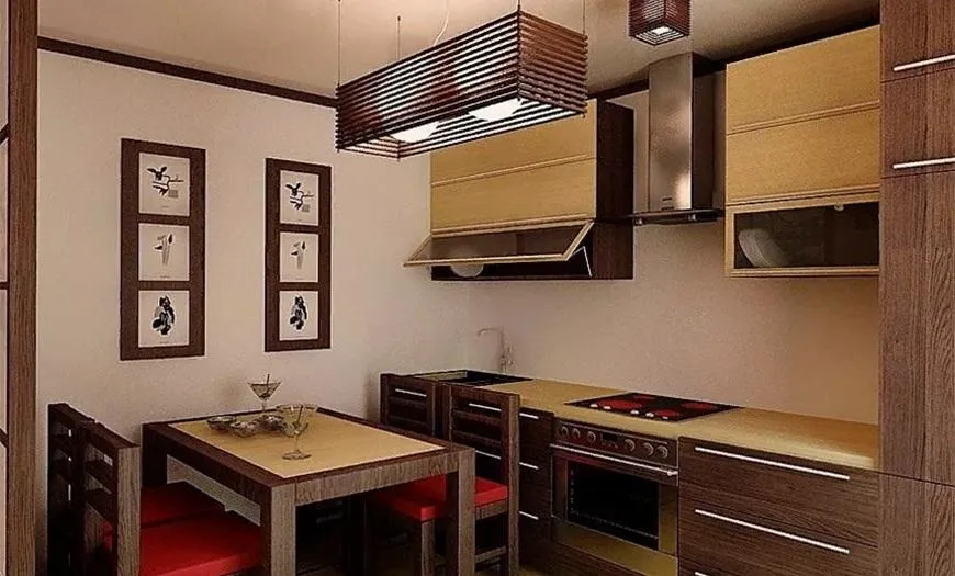 Дизайн кухни 9 метров в японском стиле