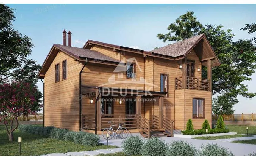 Проект двухэтажного дома из газобетона в европейском стиле с мансардой KVR-41