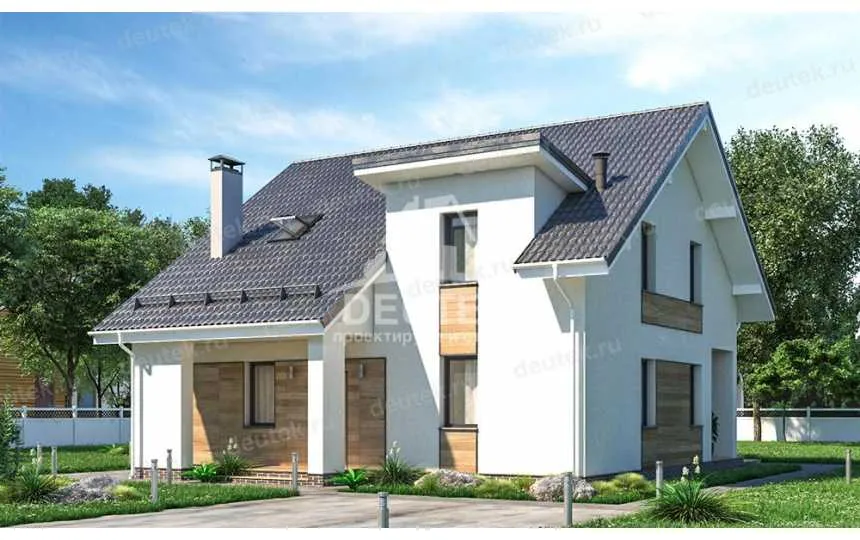 Проект жилого узкого двухэтажного дома в европейском стиле с площадью до 150 кв м LK-66