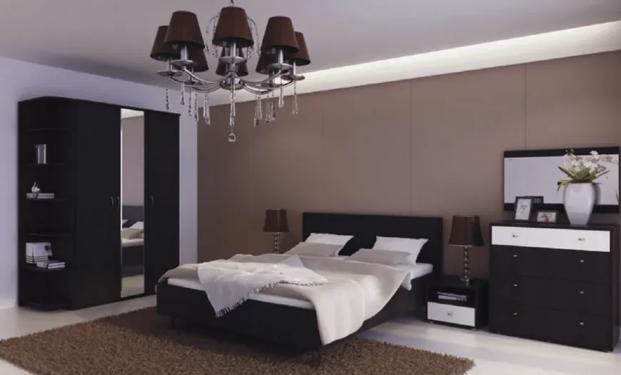 Дизайн спальни с темной мебелью