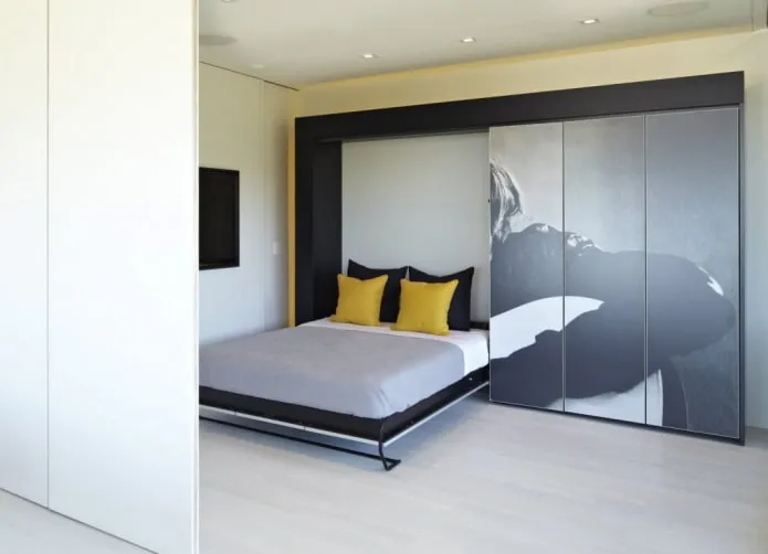 встроенный дизайн кровати в интерьере