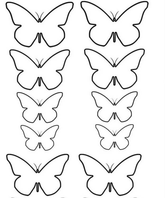 шаблон бабочек разных размеров