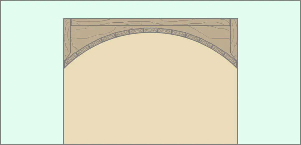 Каркас для арки из бруса, вид с внутренней стороны