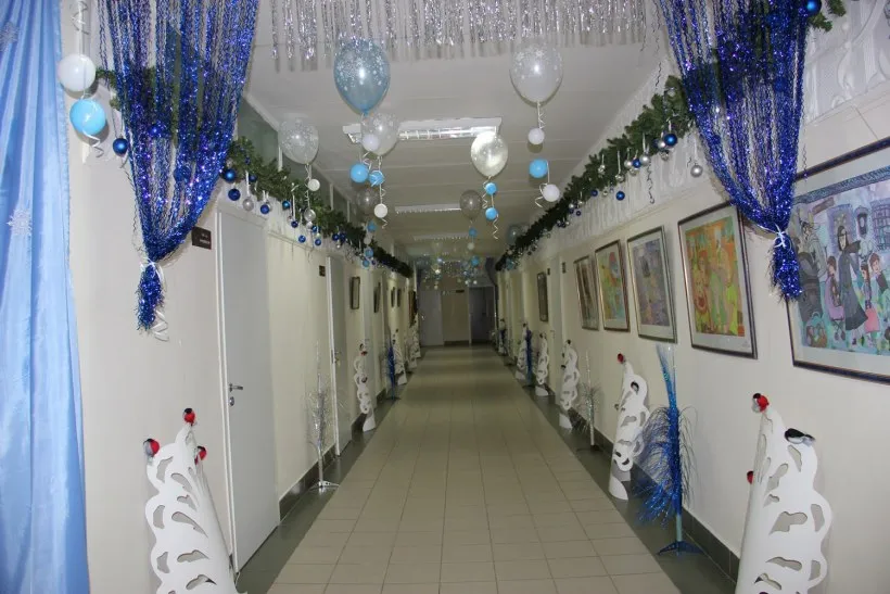 Украшение коридора в школе к новому году
