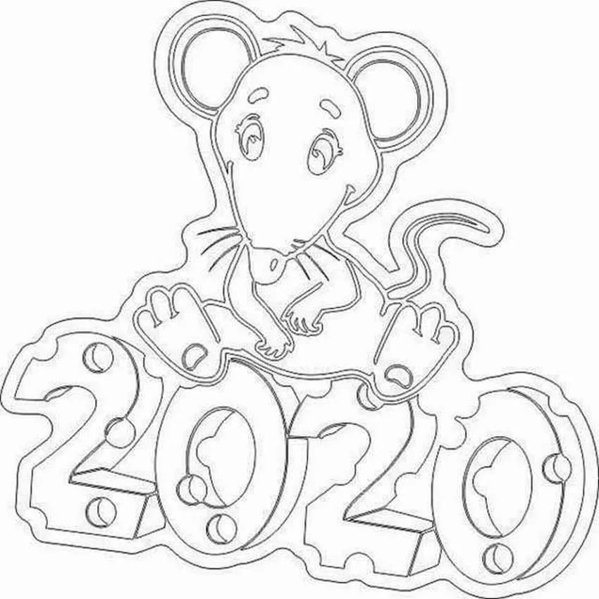 трафареты для вырезания на окна к новому 2020 году крысы