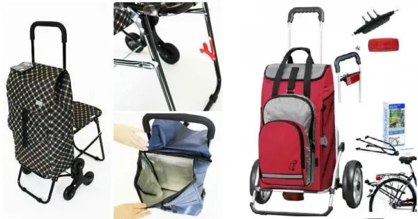 Особые виды сумки-тележки: с откидным стульчиком и для велосипедов