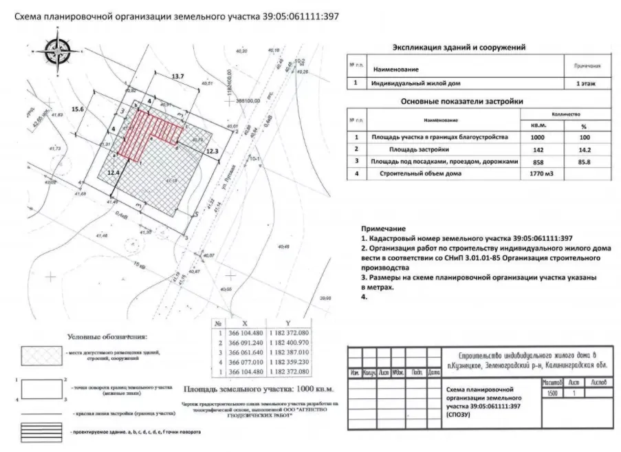 Схему планирования земельного участка