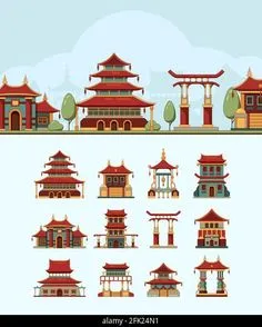 Japan Architecture, Architecture Landmark, Chinese Architecture, Chinese Traditional House, House Logo Icon, Cartoon Building, China House, Japanese Buildings, Japan Landscape