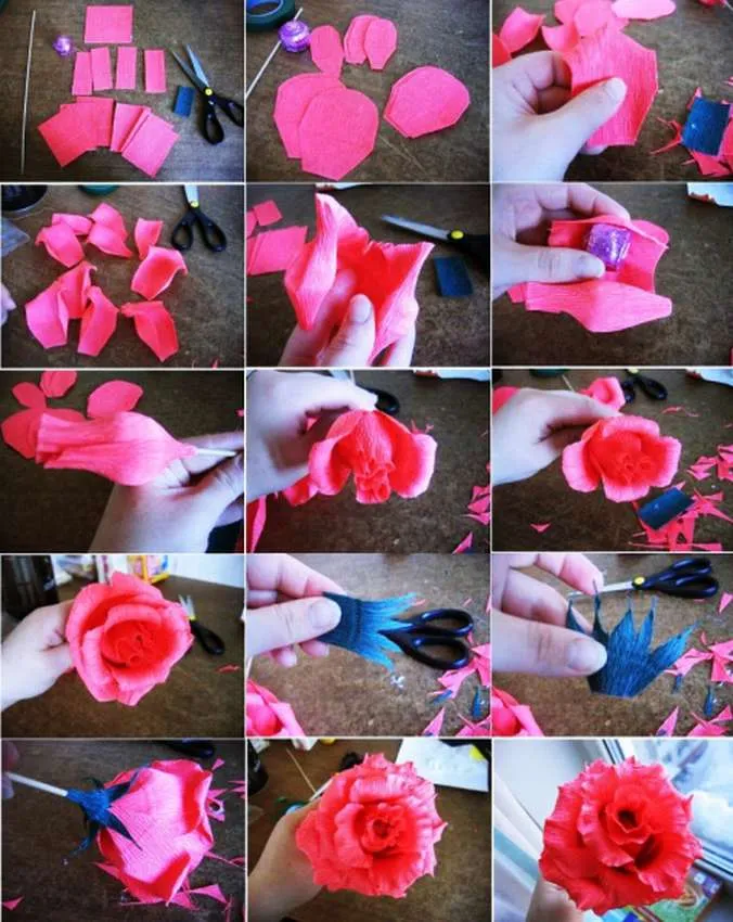 цветы розы из гофрированной бумаги своими руками