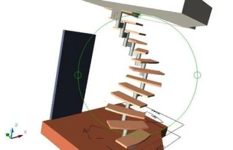 План-чертеж винтовой лестницы в 3d