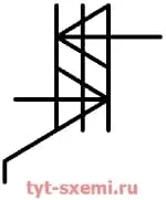 Обозначение тиристора триодного симметричного на схеме