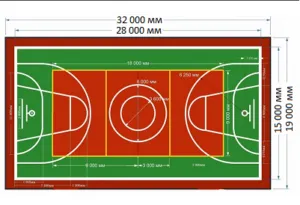 Схема универсальной спортивной площадки для минифутбола, баскетбола и волейбола