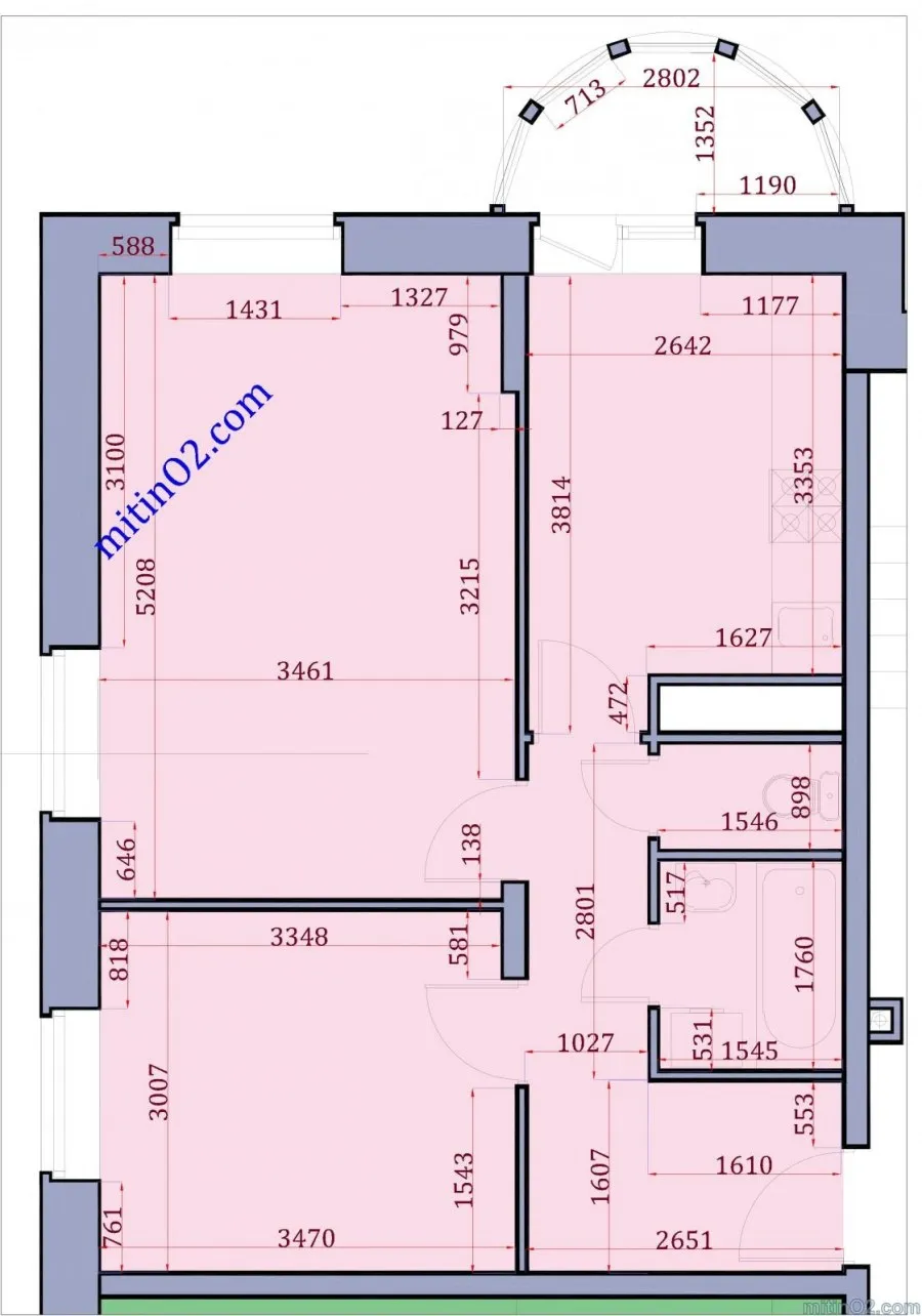 План двухкомнатной квартиры с размерами