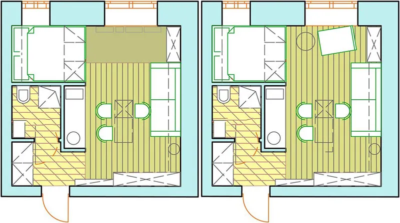 Варианты планировки квартиры 20 м2 – план-реновация в доме п44к