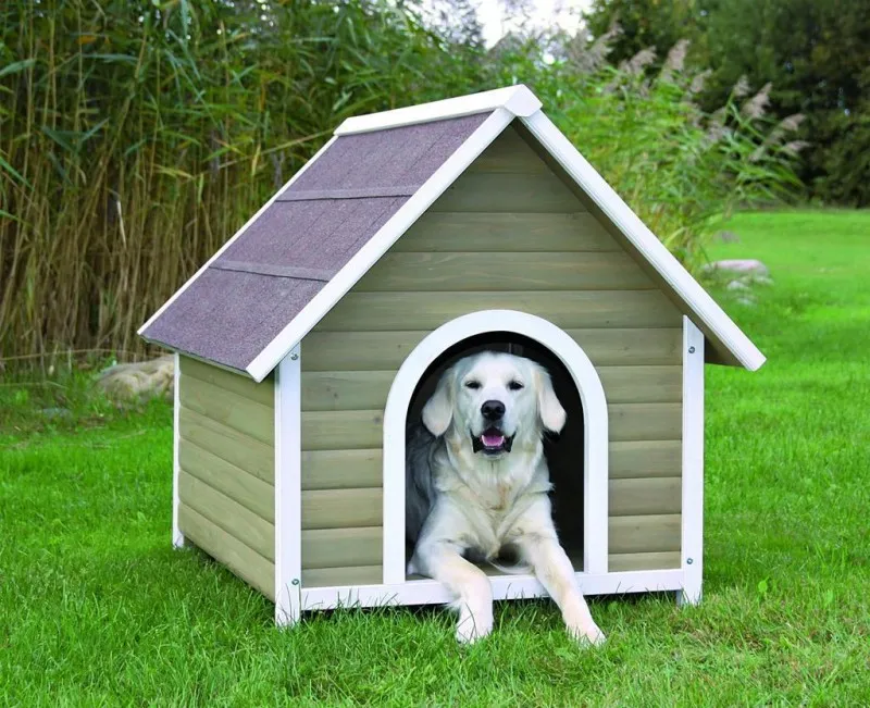 Будка для собаки с двухскатной крышей