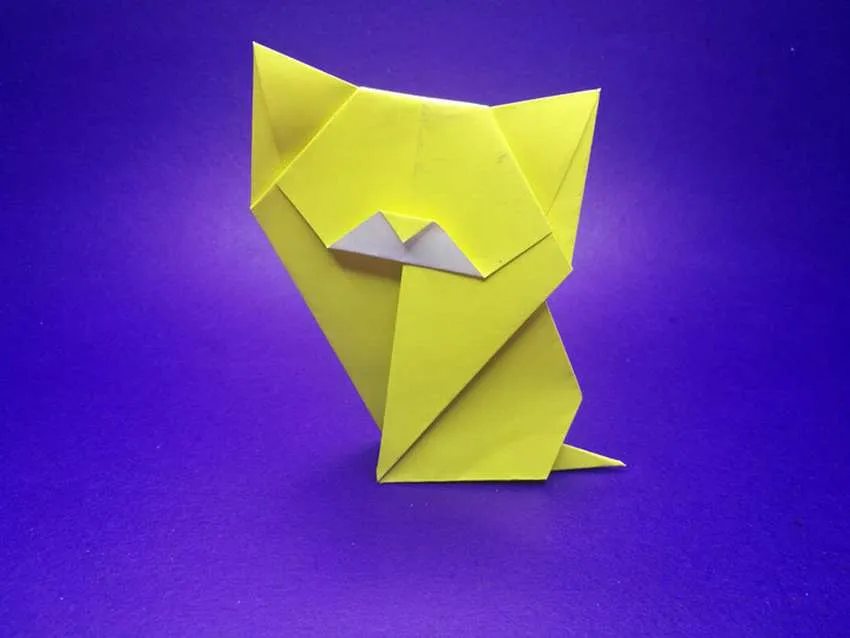 как сделать из бумаги кошку оригами