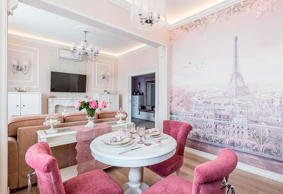 Розовая столовая и гостиная
